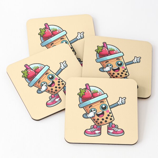 Item preview, Strawberry Boba Buddy – Kawaii Dabbing Bubble Tea Character designed and sold by Myra365Art.