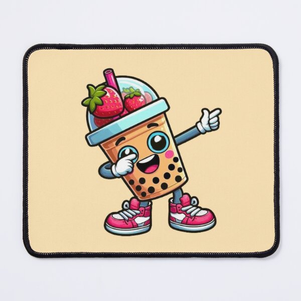 Item preview, Strawberry Boba Buddy – Kawaii Dabbing Bubble Tea Character designed and sold by Myra365Art.
