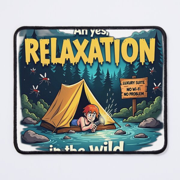 Item preview, camping sarcasm, camp relaxation, no wifi, luxury suite camp designed and sold by Mar-vel Creative Design.
