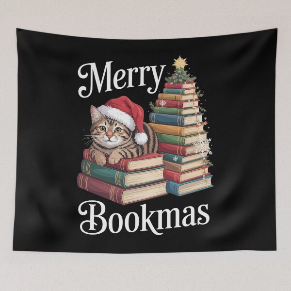Item preview, Merry Bookmas Cat Reading A Book Ugly Christmas designed and sold by brynatshop.