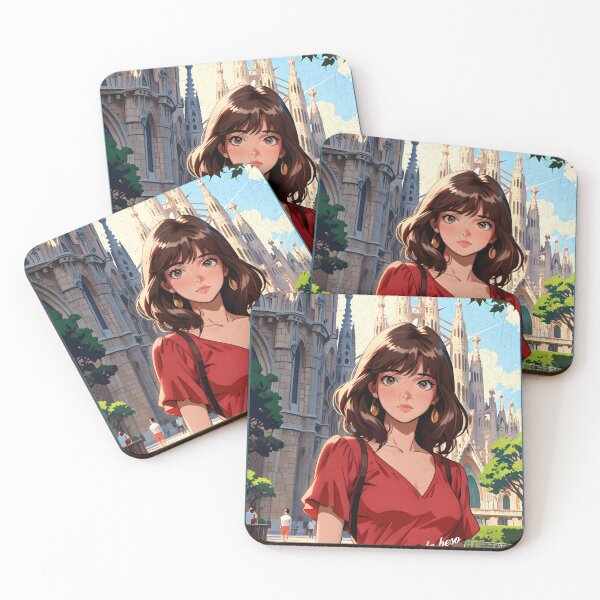 Item preview, Romantic Farewell in Barcelona Espain Europe – Retro Anime Travel Girl Love Quote designed and sold by Kawaii-Sky.