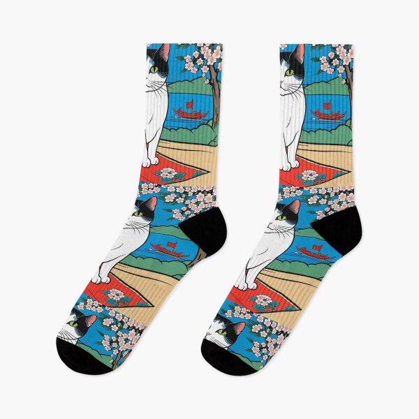 Item preview, Black & White Cat with Plum Blossoms – Hanafuda Style Art designed and sold by LEO'S CREATURE　れおずくりーちゃー.