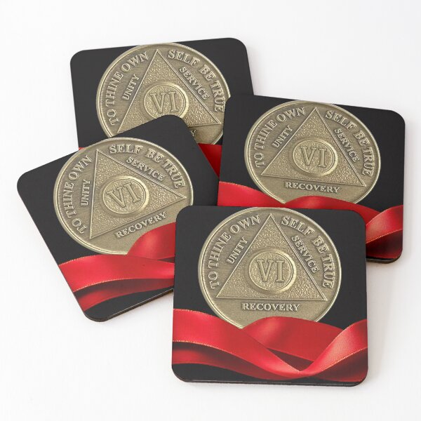 Item preview, 6 Year Recovery Coin Red Ribbon designed and sold by ApexDesigners.