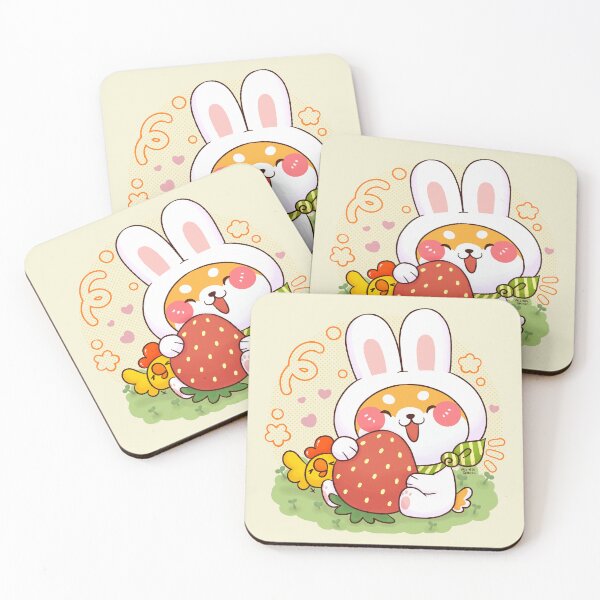 Item preview, Shiba Bunny with Strawberry designed and sold by NasDoodleArt.