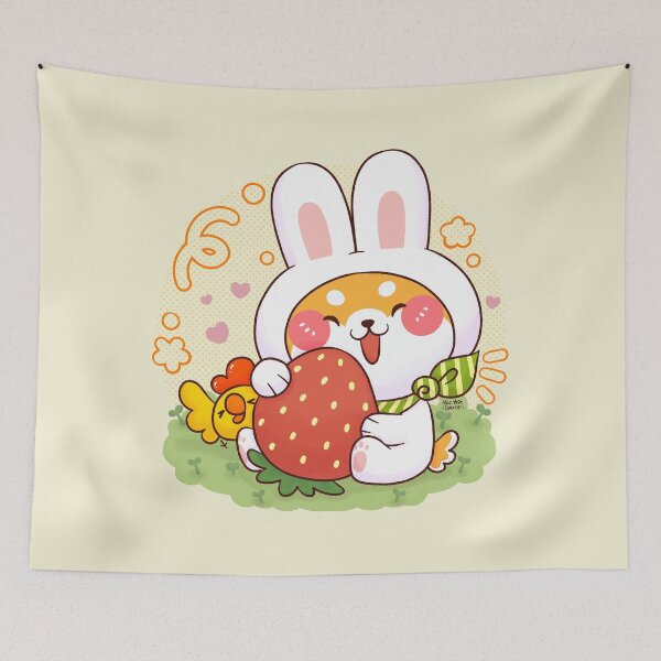 Item preview, Shiba Bunny with Strawberry designed and sold by NasDoodleArt.