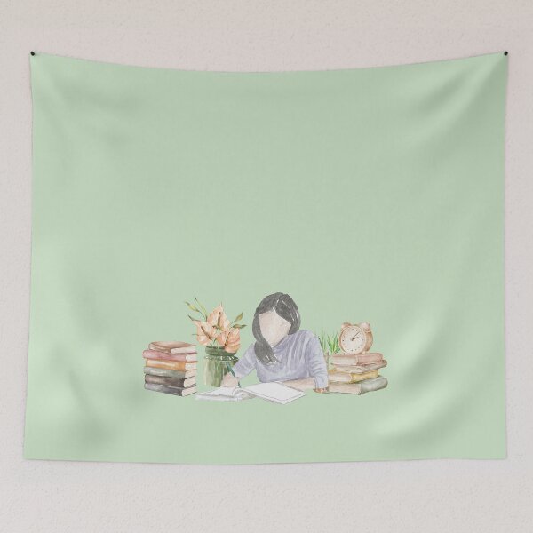 Item preview, Study Girl Watercolor Illustration – Cozy Aesthetic Art Print designed and sold by Softglow-Studio.