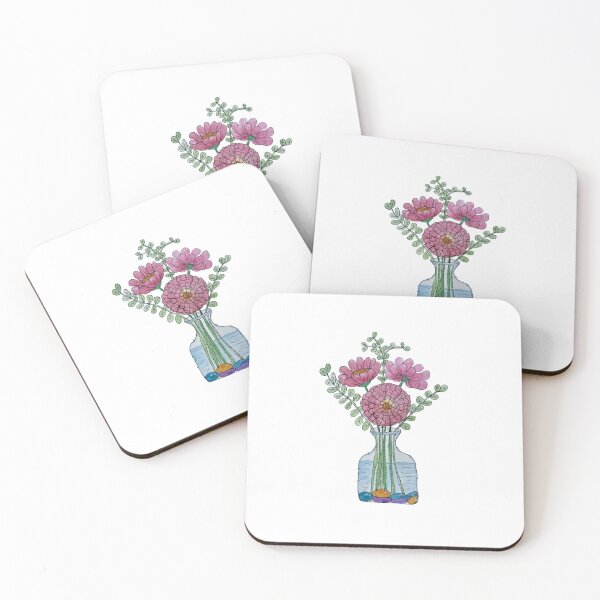 Item preview, Zinnias in a vase watercolor designed and sold by Zinnigarcreates.