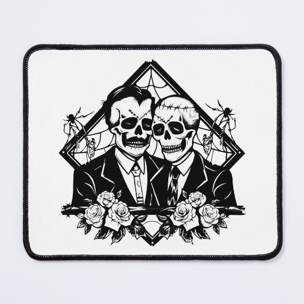 Item preview, Skeleton Couple in Suits - Gothic Romance Skull Art Illustration designed and sold by inkoutninja.