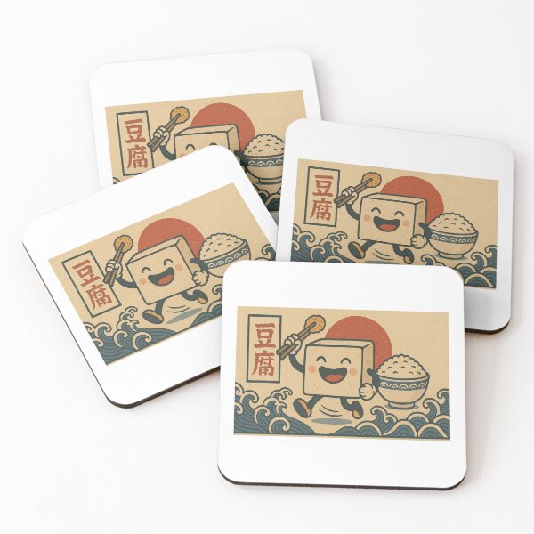 Item preview, Happy Tofu Samurai – Funny Japanese Style Illustration designed and sold by BankofPrints.
