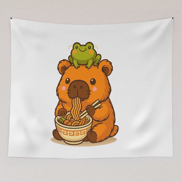 Item preview, Cute Capybara and Frog Backpack Ramen Kawaii Capibara Toddle designed and sold by TynesDesign.