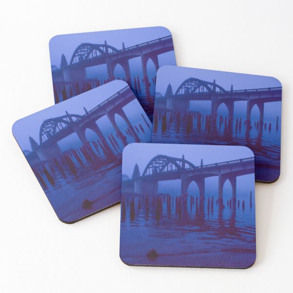 Item preview, Siuslaw river bridge during blue hour on a fog day designed and sold by jklune.