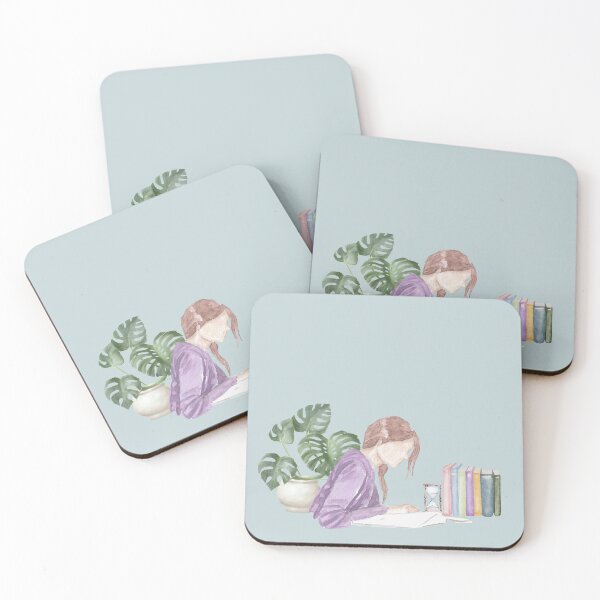 Item preview, Focused Study Girl with Hourglass – Watercolor Illustration designed and sold by Softglow-Studio.