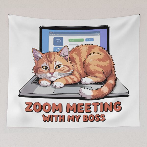 Item preview, Zoom Meeting Mischief - Orange Tabby T-Shirt designed and sold by im9creative.