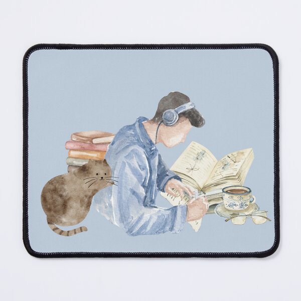 Item preview, Lofi Study Boy with Cat – Watercolor Illustration designed and sold by Softglow-Studio.