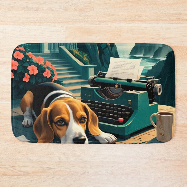 Item preview, Beagle Dog with glossy fur and a gentleman vintage typewriter designed and sold by mcinnesstore.