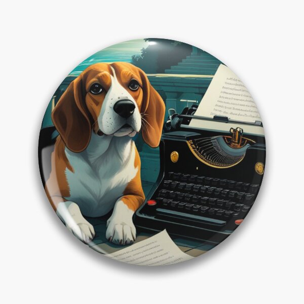 Item preview, Beagle Dog with glossy fur and a gentleman vintage typewriter designed and sold by mcinnesstore.