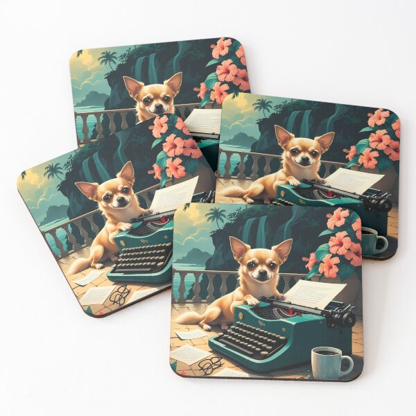 Item preview, Corgi Dog with glossy fur and a gentleman vintage typewriter designed and sold by mcinnesstore.