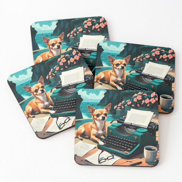 Item preview, Corgi Dog with glossy fur and a gentleman vintage typewriter designed and sold by mcinnesstore.