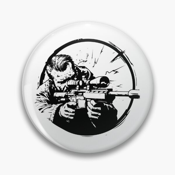 Item preview, Sniper Rifle Marksman Illustration - Tactical Action Line Art Design designed and sold by inkoutninja.