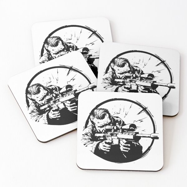 Item preview, Sniper Rifle Marksman Illustration - Tactical Action Line Art Design designed and sold by inkoutninja.