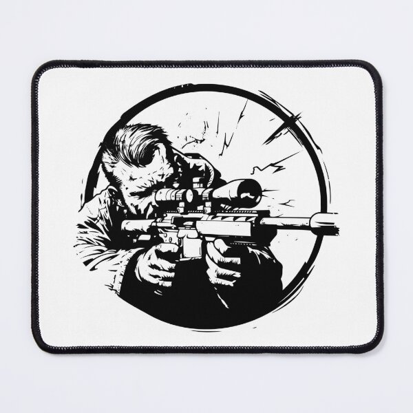 Item preview, Sniper Rifle Marksman Illustration - Tactical Action Line Art Design designed and sold by inkoutninja.