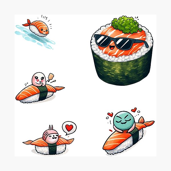 Aperçu de l'œuvre Porte-clés Sushi Kawaii créée et vendue par erkinmaddison.