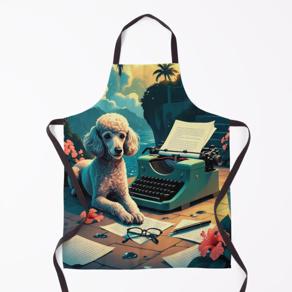 Artikelvorschau, Pudelhund mit glänzendem Fell und einer Gentleman-Vintage-Schreibmaschine entworfen und verkauft von mcinnesstore.