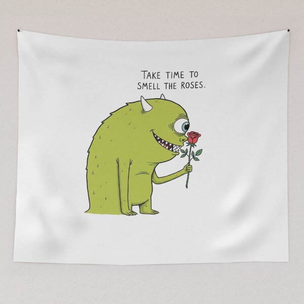 Item preview,  Time to smell the roses, roses, cute, monster, Funnyfits70, retro, vintage, meme, funny, humor designed and sold by FunnyFits70.