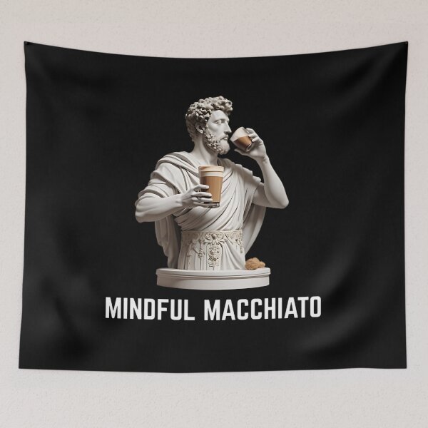 Item preview, Mindful Macchiato - Stoic Philosopher Marcus Aurelius Art designed and sold by LexaArtworks.