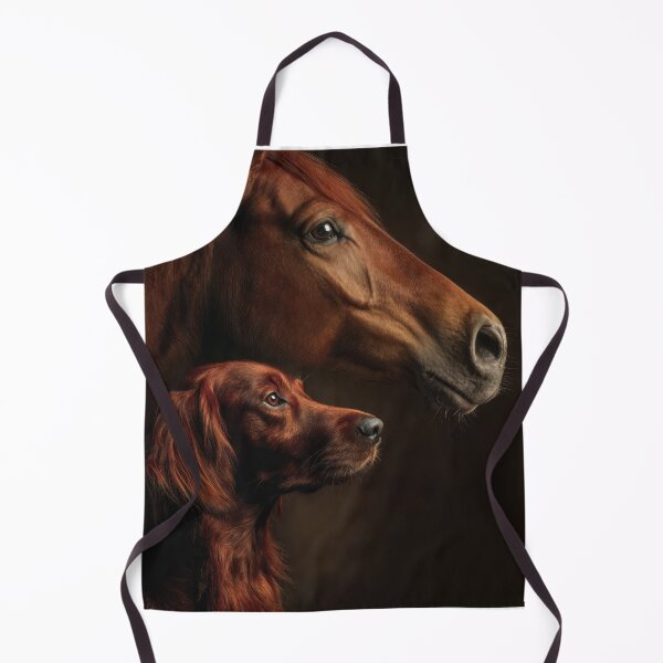 Item preview, Profile portraits of two red animals arranged in layers: english horse and Irish setter dog designed and sold by Julia Shepeleva.