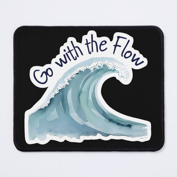 Item preview, Watercolor Wave Cresting "Go with the Flow" Sticker designed and sold by FestivityFinds.