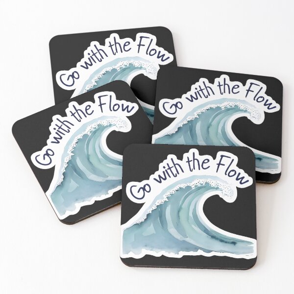 Item preview, Watercolor Wave Cresting "Go with the Flow" Sticker designed and sold by FestivityFinds.