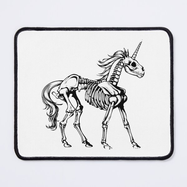 Item preview, Skeleton Unicorn Illustration - Gothic Fantasy Mythical Creature Art designed and sold by inkoutninja.