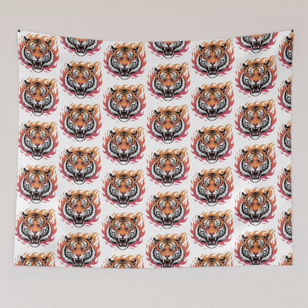 Item preview, Fierce Roaring Tiger in Flames | Bold Wild Jungle Animal Design designed and sold by Aknarin Thika.