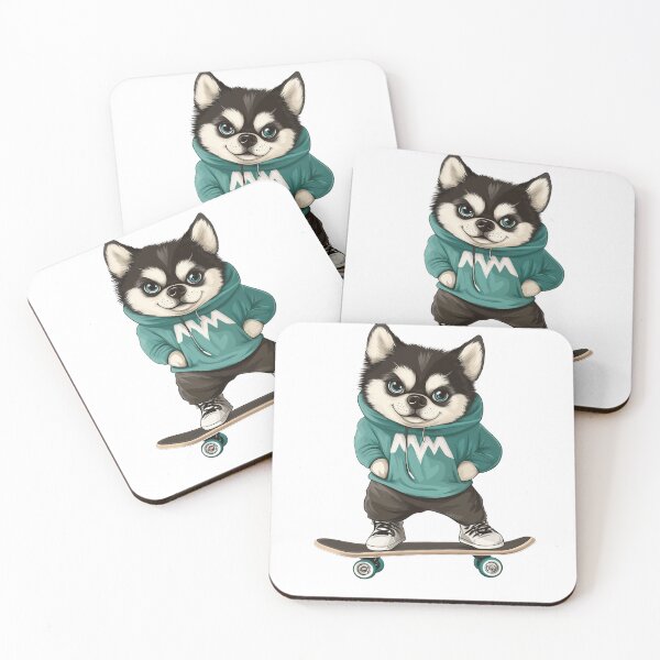 Item preview, Siberian Husky Skateboard Kawaii – Cool Dog Gift for Skaters & Animal Lovers designed and sold by FreeMaMindStudio.