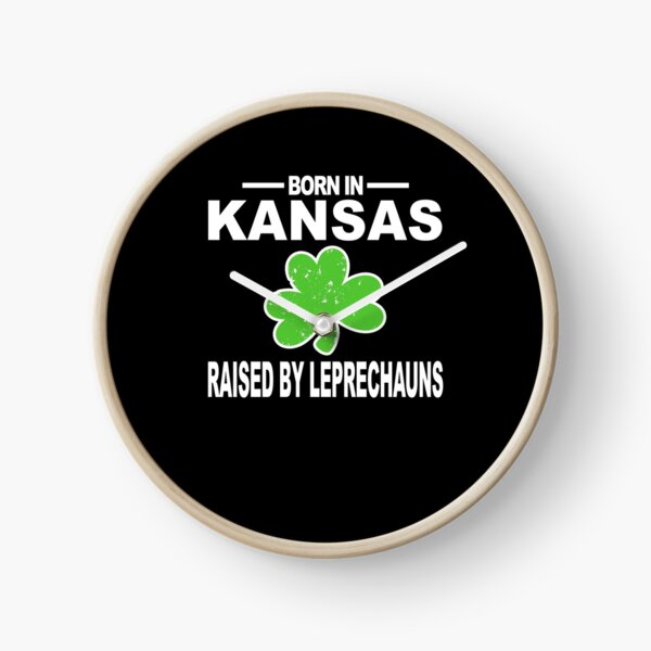 St Paddy Kansas Shirt Raised By Leprechauns Shamrock Clock