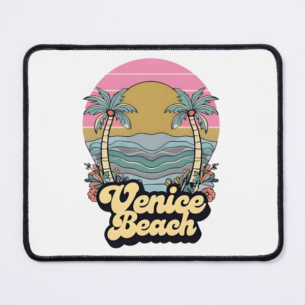 Item preview, Venice Beach Retro Sunset Illustration Sticker - Palm Trees and Ocean Design designed and sold by FestivityFinds.