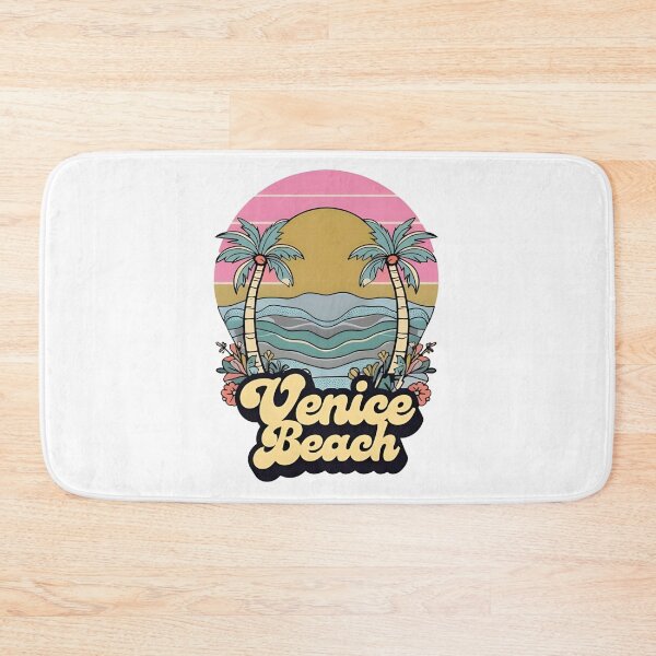 Item preview, Venice Beach Retro Sunset Illustration Sticker - Palm Trees and Ocean Design designed and sold by FestivityFinds.