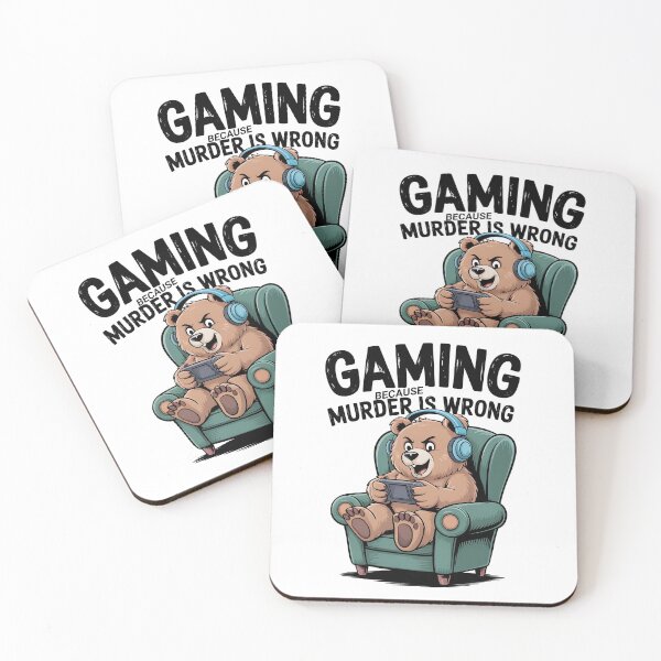 Item preview, Gaming Because Murder Is Wrong, Funny Gamer Bear designed and sold by Bliss Find And Design.