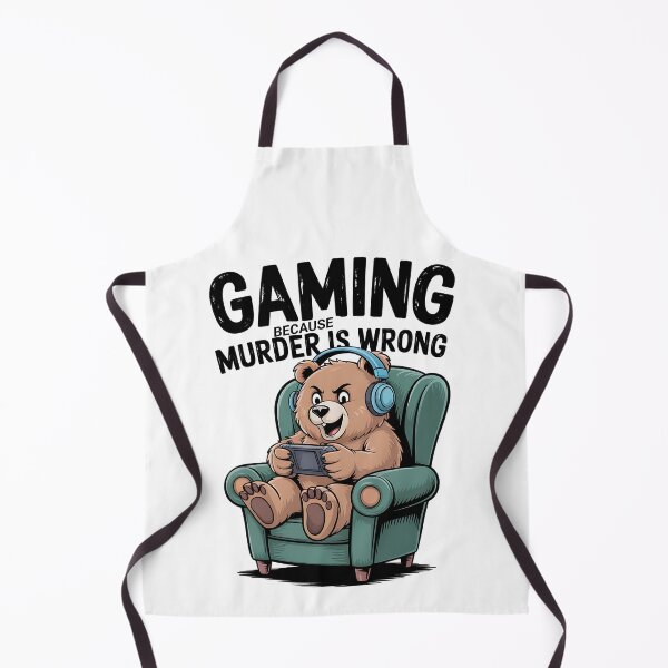 Item preview, Gaming Because Murder Is Wrong, Funny Gamer Bear designed and sold by Bliss Find And Design.