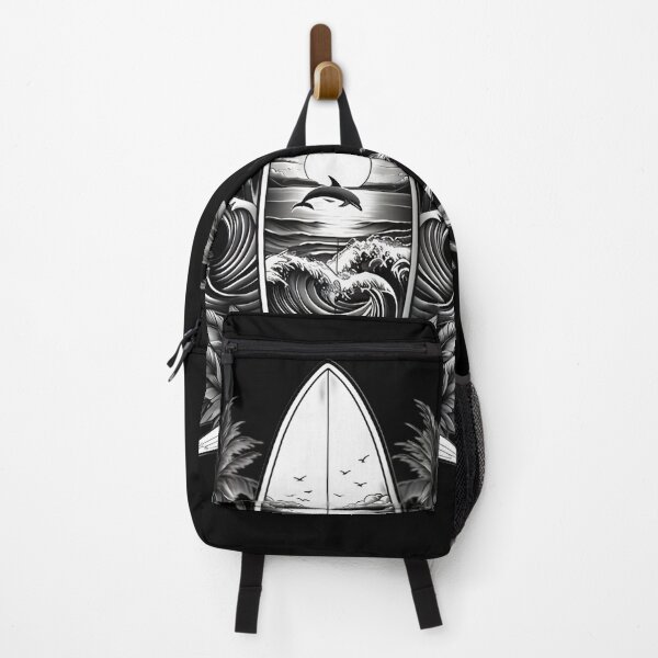 Item preview, Black and White Surfboard Tropical Art Sticker designed and sold by FestivityFinds.