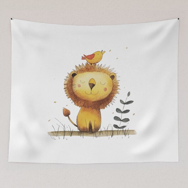 Item preview, Cute Lion and Bird Watercolor Art designed and sold by JSDESIGN152.