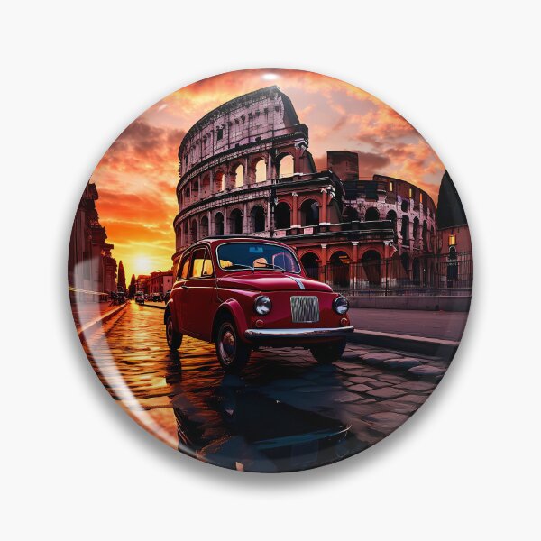 Item preview, Vintage City Car at Sunrise with Ancient Ruins designed and sold by RevUpDesign.