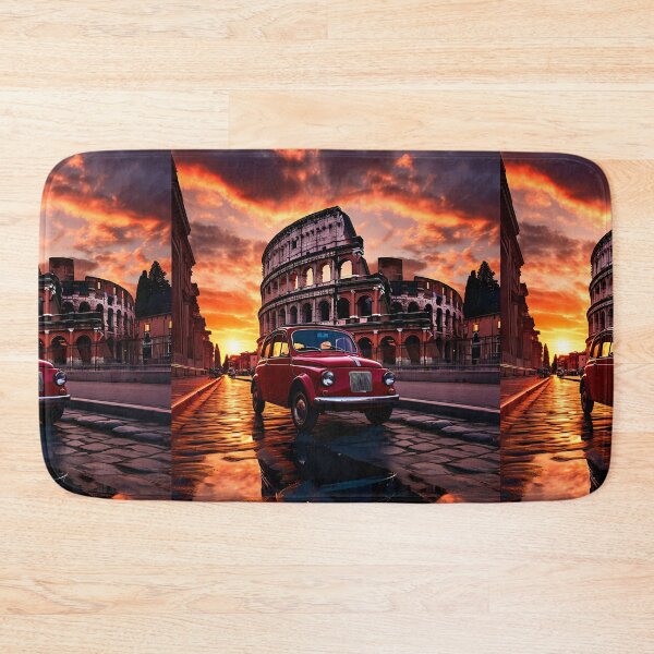 Item preview, Vintage City Car at Sunrise with Ancient Ruins designed and sold by RevUpDesign.
