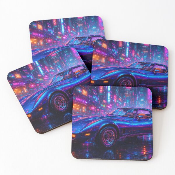 Item preview, Cyberpunk Blue Corvette designed and sold by kiwiartyfarty.