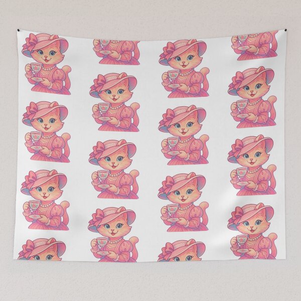 Item preview, Elegant Tea Party Cat in Pink Dress designed and sold by rachada99.