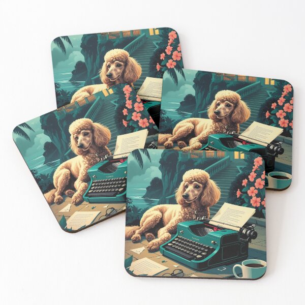 Item preview, Poodle Dog with glossy fur and a gentleman vintage typewriter designed and sold by mcinnesstore.