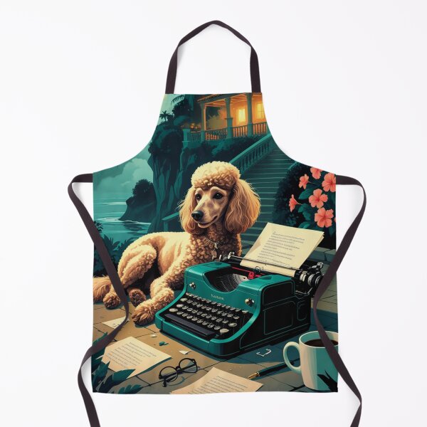 Artikelvorschau, Pudelhund mit glänzendem Fell und einer Gentleman-Vintage-Schreibmaschine entworfen und verkauft von mcinnesstore.