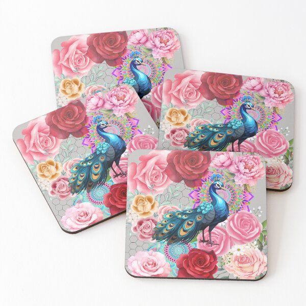 Item preview, Romantic floral print with a peacock designed and sold by MarthasHus.