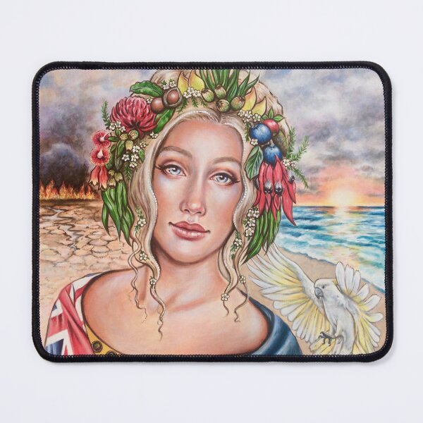 Item preview, Australian earth mother with cockatoo acrylic painting designed and sold by Tahnja Wolter.